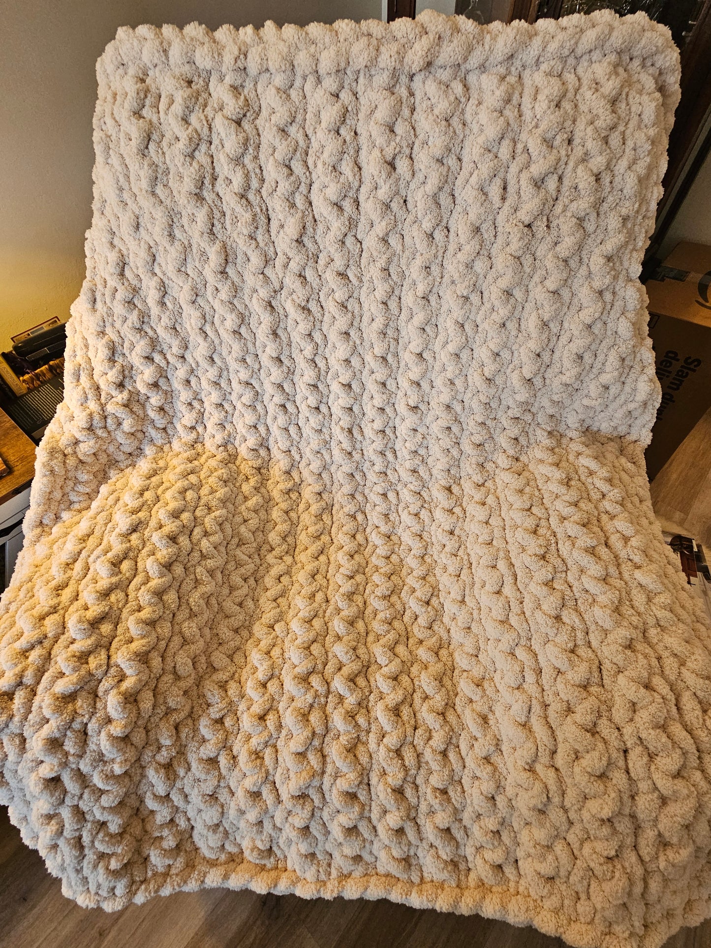 Handcrafted Cozy Comfort Broken Herringbone Beige Throw
