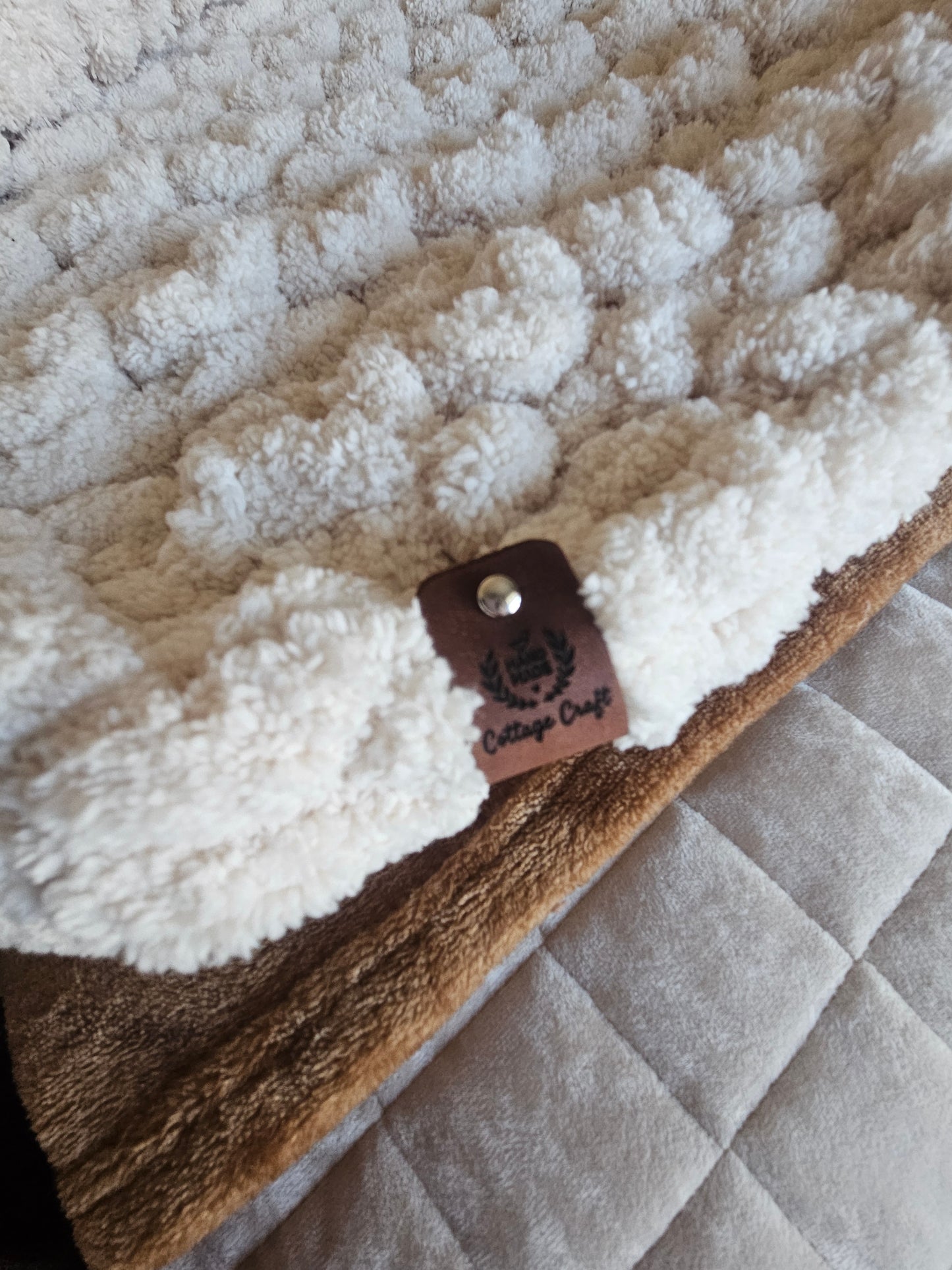 Handcrafted Cozy Comfort Broken Herringbone Beige Throw