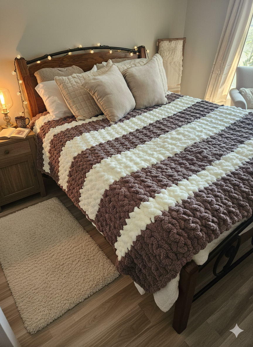 Farmhouse Elegance Meets Cozy Comfort Chunky Blanket